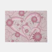 Roze abstracte harten en bloemen liefde fractale k deurmat (Voorkant)
