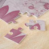 Roze abstracte harten en bloemen liefde fractale k legpuzzel (Zijkant)