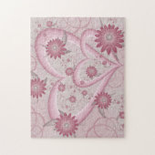 Roze abstracte harten en bloemen liefde fractale k legpuzzel (Verticaal)