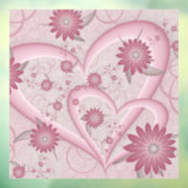 Roze abstracte harten en bloemen liefde fractale k raamsticker (Vel 3)