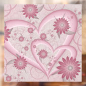Roze abstracte harten en bloemen liefde fractale k raamsticker (Vel 2)