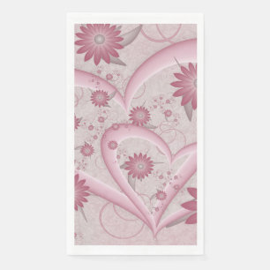 Roze abstracte harten en bloemen liefde fractale k servet