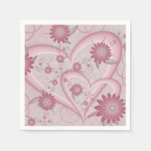 Roze abstracte harten en bloemen liefde fractale k servet