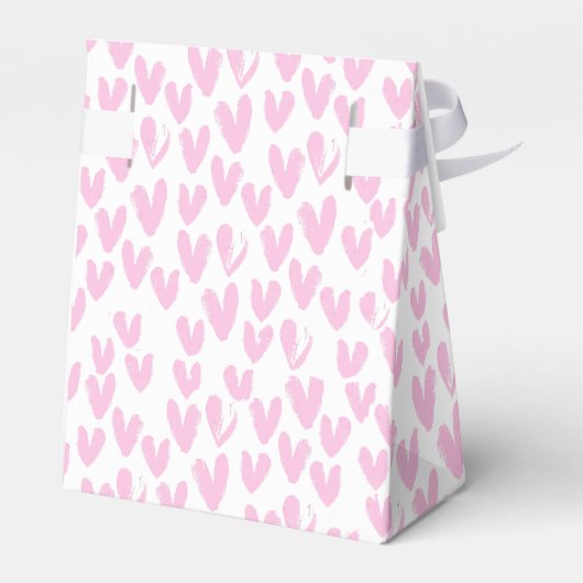 Roze Abstracte harten op wit Bedankdoosjes (Achterkant)