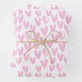 Roze Abstracte harten op wit Inpakpapier Vel (In situ)