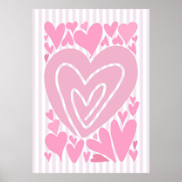 Roze Abstracte Harten Poster