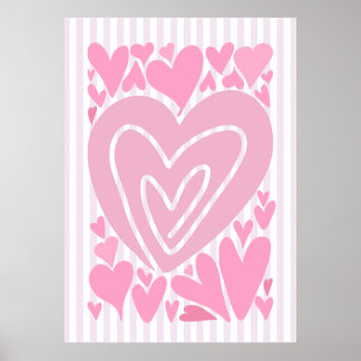 Roze Abstracte Harten Poster