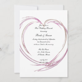 Roze Abstracte hartpost Wedding Brunch Kaart