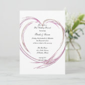 Roze Abstracte hartpost Wedding Brunch Kaart (Staand voorkant)