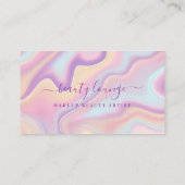 Roze Abstracte Iridescent Holographic Beautist Afsprakenkaartje (Achterkant)