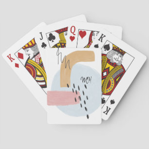 Roze Abstracte kalligrafie Initialen Monogrammed Pokerkaarten