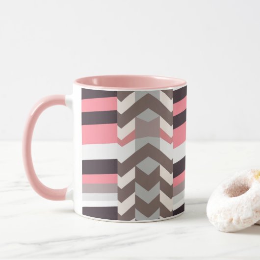 Roze Abstracte Koffiemok Mok (Met donut)