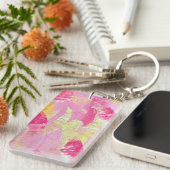 Roze Abstracte Kunst Acryl Sleutelhanger (Voorkant Rechts)