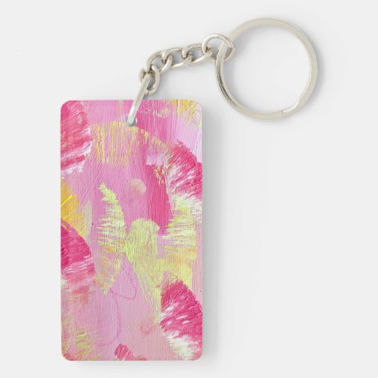 Roze Abstracte Kunst Acryl Sleutelhanger (achterkant)