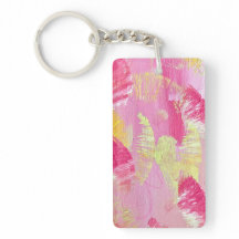 Roze Abstracte Kunst Acryl Sleutelhanger