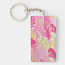 Roze Abstracte Kunst Acryl Sleutelhanger