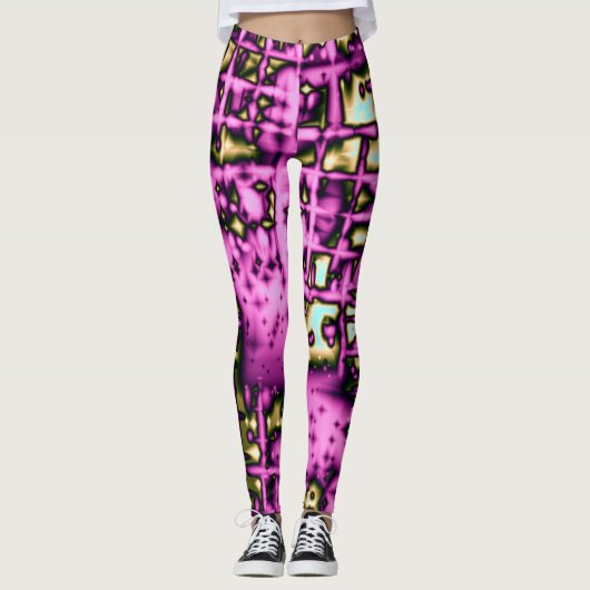 Roze Abstracte kunst Leggings (Voorkant)