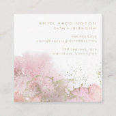 Roze Abstracte kunst met gouden accenten Vierkante Visitekaartje (Achterkant)