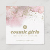 Roze Abstracte kunst met gouden accenten Vierkante Visitekaartje (Voorkant)