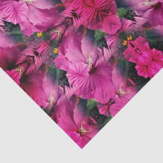 Roze Abstracte kunst met hibiscus Flower Tissuepapier (Detail)