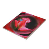 Roze Abstracte kunst met Rosebud Flower Tegeltje (Zijkant)