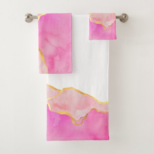 Roze Abstracte kunst MONOGRAM INITIALEN Glam Bad Handdoek (Insitu)