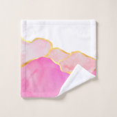 Roze Abstracte kunst MONOGRAM INITIALEN Glam Bad Handdoek (Wasdoekje)