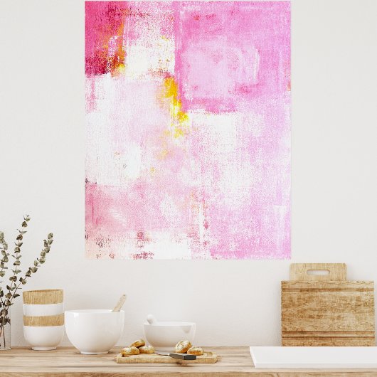 Roze Abstracte kunst Poster (Keuken)