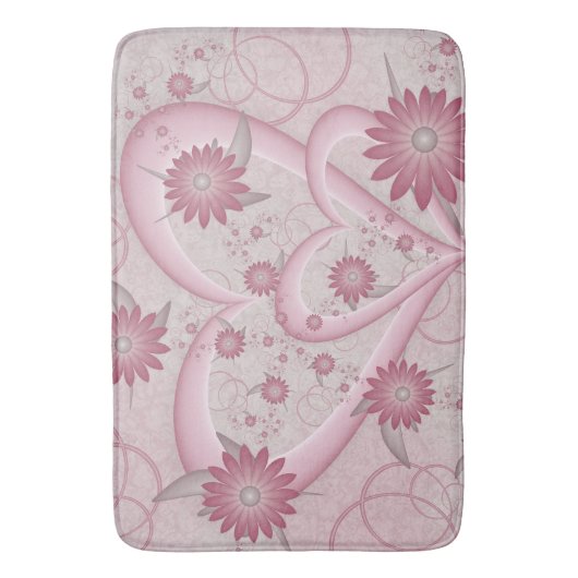 Roze Abstracte kunsten en bloemen houden van fract Badmat (Voorkant Verticaal)