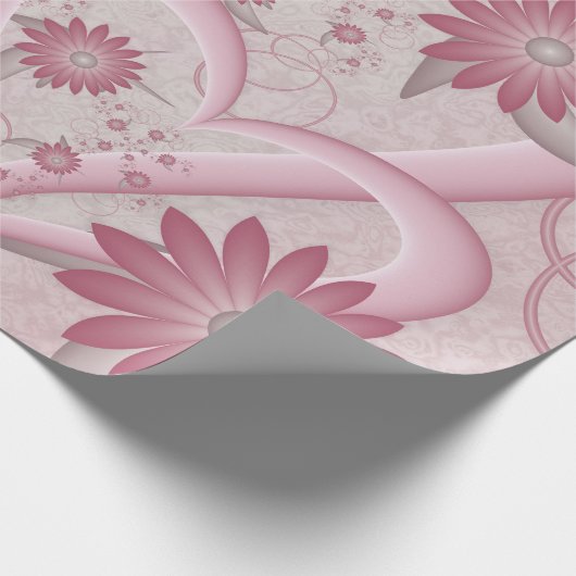 Roze Abstracte kunsten en bloemen houden van fract Cadeaupapier (Hoek)