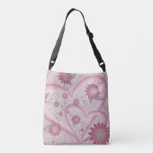 Roze Abstracte kunsten en bloemen houden van fract Crossbody Tas (Achterkant)