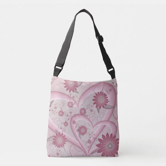 Roze Abstracte kunsten en bloemen houden van fract Crossbody Tas (Voorkant)