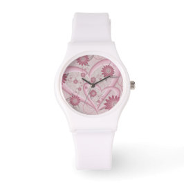 Roze Abstracte kunsten en bloemen houden van fract Horloge