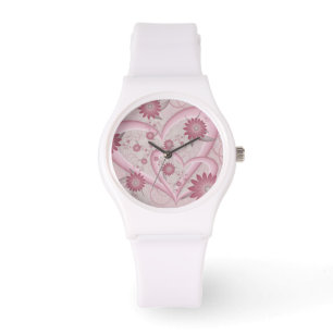 Roze Abstracte kunsten en bloemen houden van fract Horloge