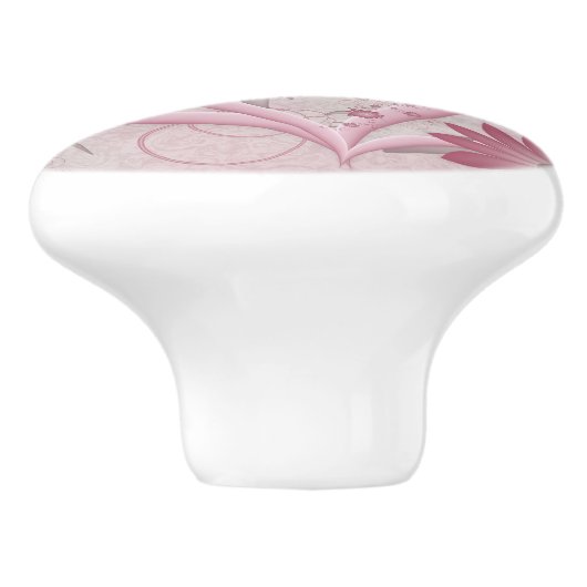 Roze Abstracte kunsten en bloemen houden van fract Keramische Knop (Zijkant)