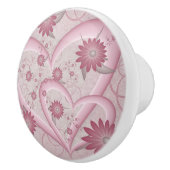 Roze Abstracte kunsten en bloemen houden van fract Keramische Knop (Rechts)