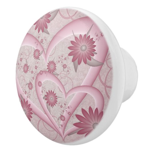 Roze Abstracte kunsten en bloemen houden van fract Keramische Knop (Rechts)