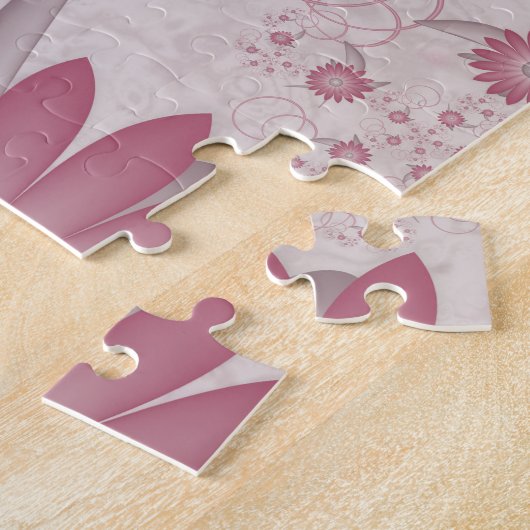 Roze Abstracte kunsten en bloemen houden van fract Legpuzzel (Zijkant)