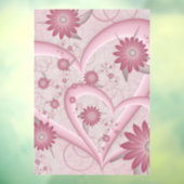 Roze Abstracte kunsten en bloemen houden van fract Raamsticker (Vel 3)
