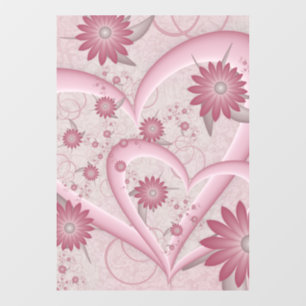 Roze Abstracte kunsten en bloemen houden van fract Raamsticker