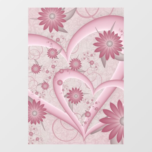 Roze Abstracte kunsten en bloemen houden van fract Raamsticker (Vel)