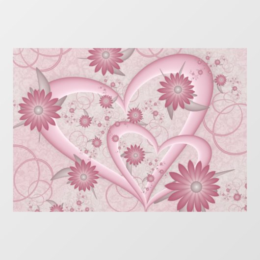 Roze Abstracte kunsten en bloemen houden van fract Raamsticker (Vel)