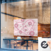 Roze Abstracte kunsten en bloemen houden van fract Raamsticker (Cafe Raam)