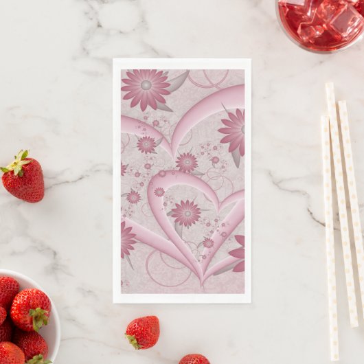 Roze Abstracte kunsten en bloemen houden van fract Servet (Insitu)