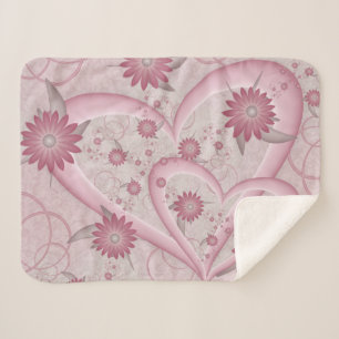 Roze Abstracte kunsten en bloemen houden van fract Sherpa Deken
