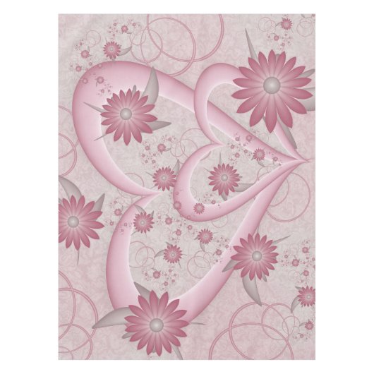 Roze Abstracte kunsten en bloemen houden van fract Tafelkleed (Voorkant)