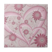 Roze Abstracte kunsten en bloemen houden van fract Tegeltje (Voorkant)