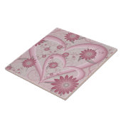 Roze Abstracte kunsten en bloemen houden van fract Tegeltje (Zijkant)