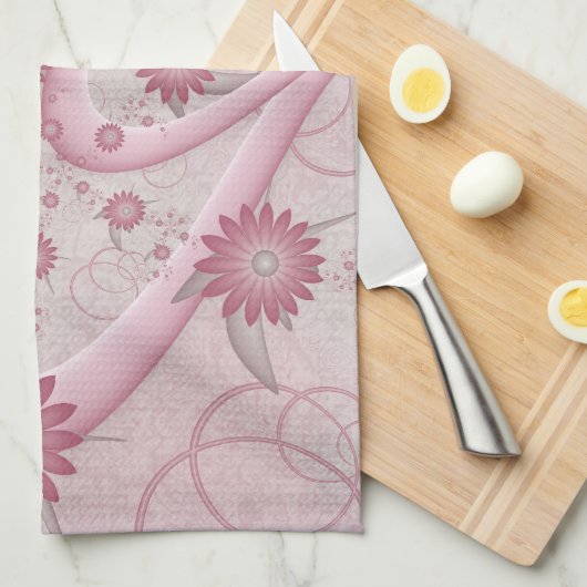 Roze Abstracte kunsten en bloemen houden van fract Theedoek (Quarter Fold)