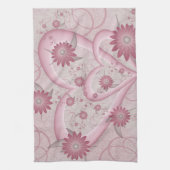 Roze Abstracte kunsten en bloemen houden van fract Theedoek (Verticaal)